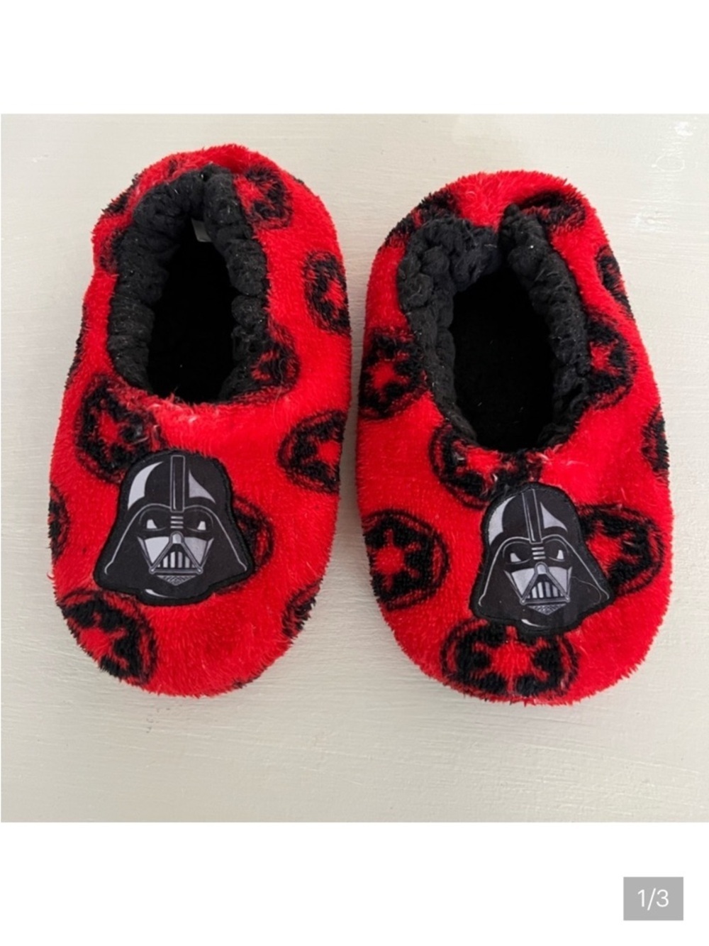 Star Wars Darth Vader Plush Slippers Kids Red & Black Size 8” Length